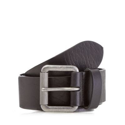 Mantaray Black dsitressed leather roller buckle belt